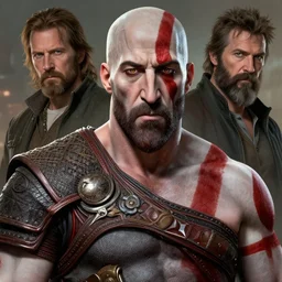 a highly detailed beautiful portrait of vin diesel as kratos, by gregory manchess, james gurney, james jean