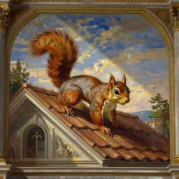 a squirrel, painted by michelangelo, on the roof of the sistine chapel