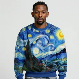 portrait of rapper kendrick lamar in a yeezy sweatshirt in the style of vincent van gogh, colorful, artistic, vibrant, high fashion, art
