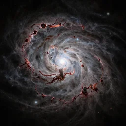 Dark matter merging with light refracting into another Image of luminous nebula with Image of intricate and intricate cosmic creature, super