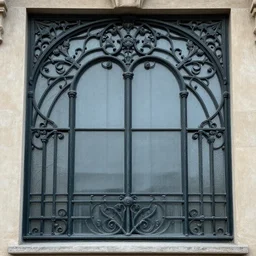 photo of a beautiful window, symmetrical, symmetry, art nouveau, iron frame, skyrim