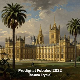 Houses of Parliament with palm trees, painted by Joshua Reynolds