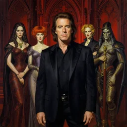 realistic detailed painting of Gary Busey by yoshitaka amano and rebecca guay and arthur rackham and h.r. giger, Neo-Gothic, gothic, rich deep colors