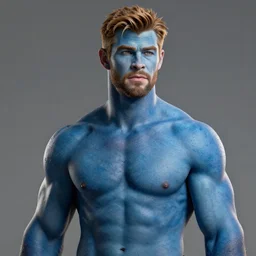 Chris Hemsworth with blue skin, detailed digital art, 4k, HD, trending on artstation