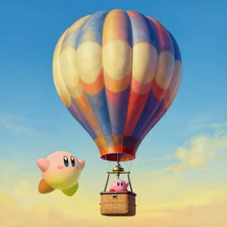 a beautiful and detailed surreal painting of a Kirby hot air balloon by Salvador Dali