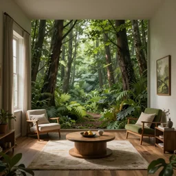 ! dream a room intersecting with a forest, whimsical fantasy landscape art, sharp focus. trending on artstation