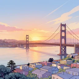a fantasy sunset over a fantasy san francisco bay area, fantastical, transcendent, clean linework, dramatic, finely detailed, award winning, 4 k, trending on artstation, photorealistic, volumetric lighting, octane render