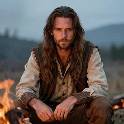 highly detailed portrait of long - haired hillbilly around a bonfire, stephen bliss, unreal engine, art by greg rutkowski, loish, rhads, ferdinand knab, makoto shinkai and lois van baarle, artgerm, pixar, ilya kuvshinov, rossdraws, tom bagshaw, global illumination