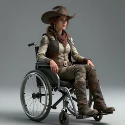 masterpiece concept art, a beautiful highly detailed sci - fi western lady on wheelchair, extremly emotional, crazy, cinematic moody colors, realistic shaded lighting poster by ilya kuvshinov, magali villeneuve, artgerm, jeremy lipkin and michael garmash and rob rey,