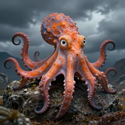 a happy octopus by wlop, high resolution, sharp, colorful