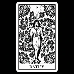 a beautiful black and white fractal tarot card featuring bold occult imagery with clean lines. female demon.