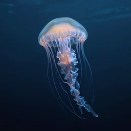 Jellyfish swims in the dark sea, trending on artstation, octane render, 8K
