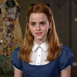 portrait of alice in the wonderland as emma watson, hyper detailed, digital art, cinematic lighting, studio quality, smooth render, unreal engine 5, octane rendered, art style by klimt and nixeu and ian sprigger and wlop and krenz cushart.