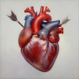 heart shot with arrow? beautifull illustration, hd, oil painting