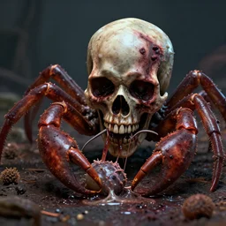 an 🐙 eating a 🤢🤮💀, octane render, unreal engine, sharp focus, highly detailed features, horror element, nightmare, rotten, bruises, infected, bacterial fungus