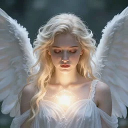 portrait shoulder level close up image of a seraphim angel human soul light visualized as human form inspired by yuka morii and aaron blaise