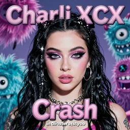 “Charli XCX Crash 2022 album cover in Monster High art style”
