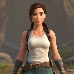 milla jovovich as tomb raider , depicted as a Pixar character, high quality CG render, 4K