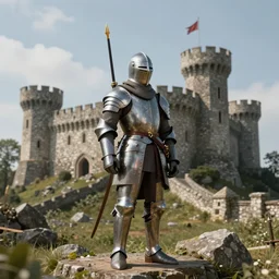 ultra low - resolution medieval knight in the castle