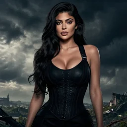 Kylie Jenner as cast for the latest zombie movie, movie poster, high contrast