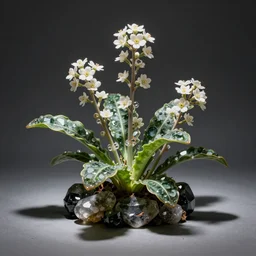 A flowering plant grown entirely from gemstone.
