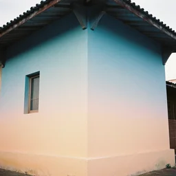 paint casted on the temple, film photo, soft lighting album cover, nostalgia, gradient