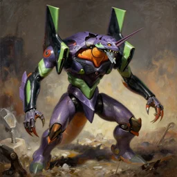 platypus combat mecha eith razor talons in the style of vasily vereshchagin and evangelion