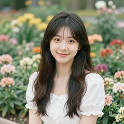 a portrait of cheerful flower garden