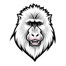 digital art logo, gently smiling mandrill, big forehead, by mochalogos, lineart