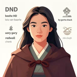 dnd head and shoulders portrait of beautiful korean in a cloak, clean cel shaded vector art, game asset sheet, shutterstock. behance hd by lois van baarle, by gary chalk, redwall, illustration