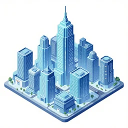 flat illustration heavily detailed drawing of a city from an isometric perspective cyberpunk futuristic