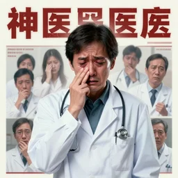 detailed, sharp, propaganda poster for a union of sad and gloomy crying physician wearing a white coat , digital art, trending on artstation, HD, 8K, highly detailed, good lighting, beautiful, epic, masterpiece