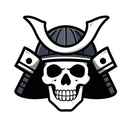 illustrator logo of a skull wearing a japanese samurai helmet, digital art, vector graphics, award winning logo