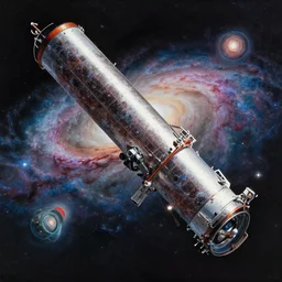 gouache matte painting!!! telescope view!!! andromeda galaxy, nasa telescope view of solar system and andromeda galaxy, cinematic angle, by nasa, studio ghibli, by nasa, makoto shinkai, pixar painting, cinematic lighting, detailed gouache painting, hyperrealistic, 8 k