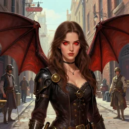 bat wings, man, whitechapel, glowing red eyes, 1 8 8 0 s, steampunk, alley, streets, beautiful face, nicoletta ceccoli, mark ryden, lostfish, max fleischer, hyper realistic, artstation, illustration, digital paint, matte paint, vivid colors, bright, cheerful, detailed and intricate environment