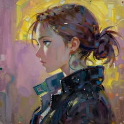 anime cyberpunk korean rooney mara, intricate profile oil painting by john singer sargent, trending on artstation
