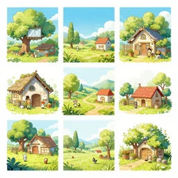 photo cartoon bd illustration comic manga painting of farm environement : 5 fantasy environement, digital painting : 1 fat brush concept sketch artist bd enki bilal : 1 0