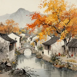 beginning of autumn in China. painting