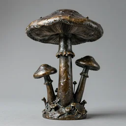 magic mushroom, august rodin, dark bronze, nendroid, gaston bussiere style