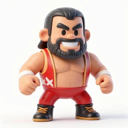 mexican wrestler with comically large head and hands, ready to fight! digital art, 3 d product shot, toy,