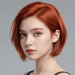 a woman wearing futuristic, redhead, short hair, digital art, extremely detailed