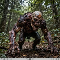 realistic rotten monster , trail cam