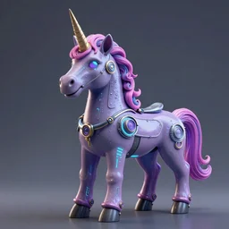 A  colorful cyberpunk steam electric unicorn, 3D, detailed, 8k