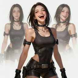 ana de armas clones herself laughing, cyperpunk egirl , realistic, detailed, concept art, trending on artstation