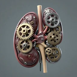 a kidney made of mechanical gears, highly detailed, digital painting, artstation, concept art, movie still, smooth, sharp focus uhd 8 k