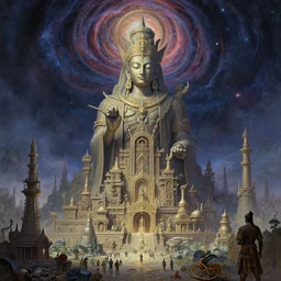 an ancient civilization constructing an enormous statue, cosmic horror painting, elegant intricate digital painting artstation concept art by mark brooks and brad kunkle detailed