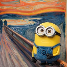 Minions in the style of The Scream by Edvard Munch