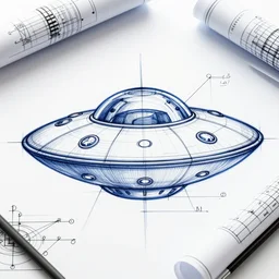 an engineering sketch diagram of a ufo, blueprints, diagram, user manual, sketch, engineering design