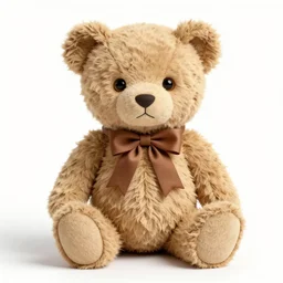 a teddy bear doll with a bow in the style of gifford beal, highly detailed, octane render, 8 k