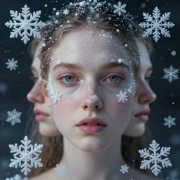 surreal photography snowflakes with human faces